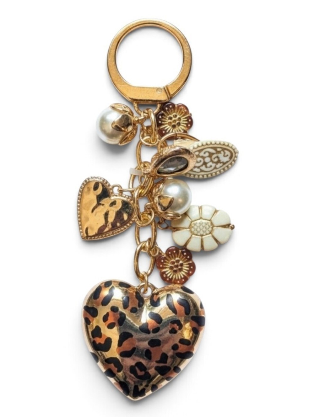 🤎▪️True To Form▪️ Gold-Tone Leopard Heart Charm Keychain Or Bag Charm